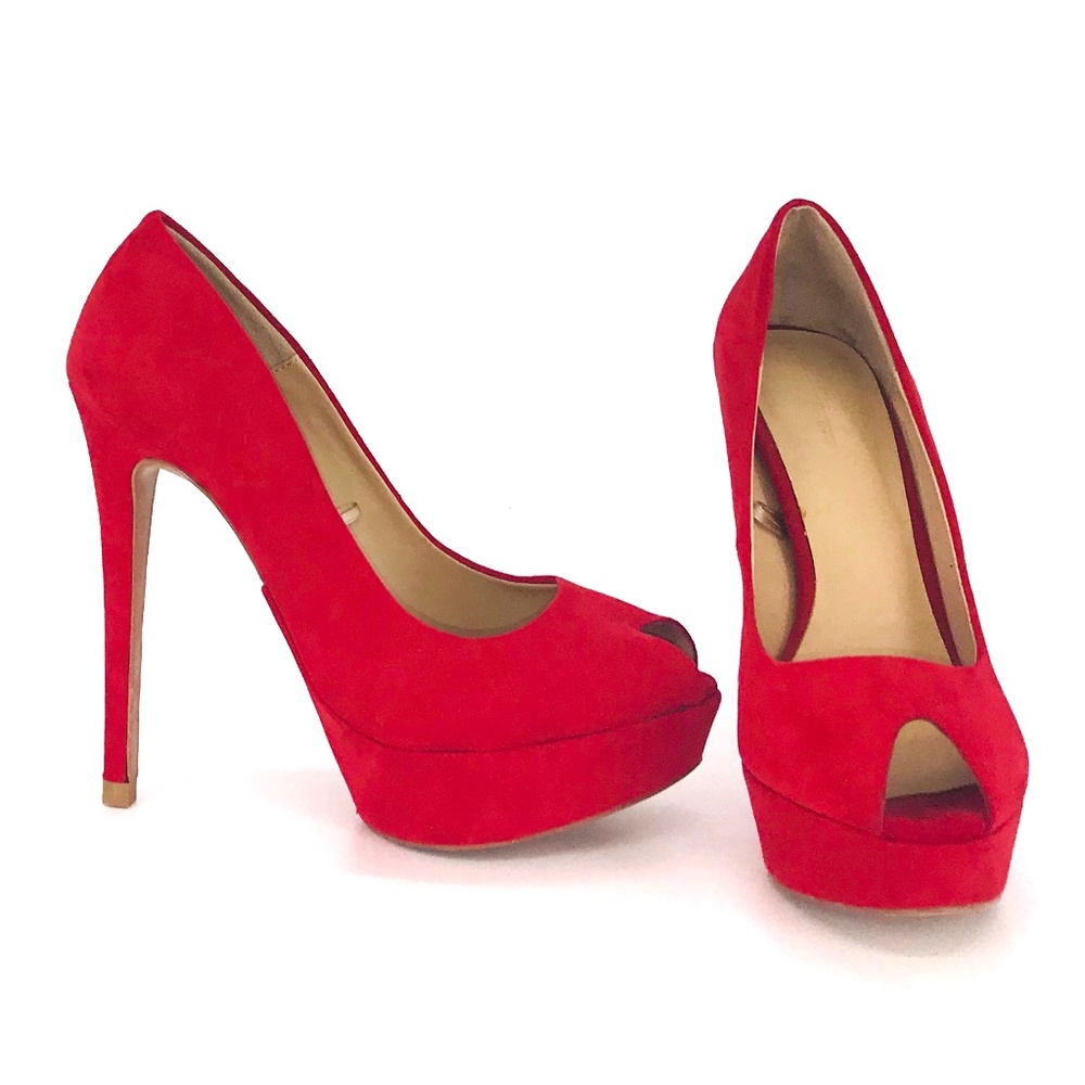Zara Women Red Platform Heels Size 6.5